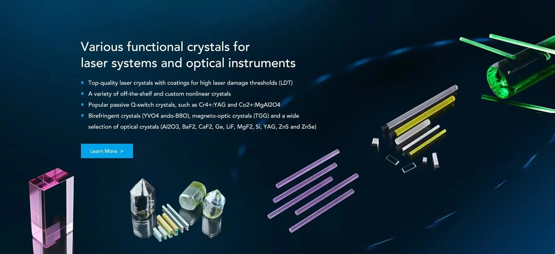 Various Functional Crystals For Laser Systems And Optical Instruments